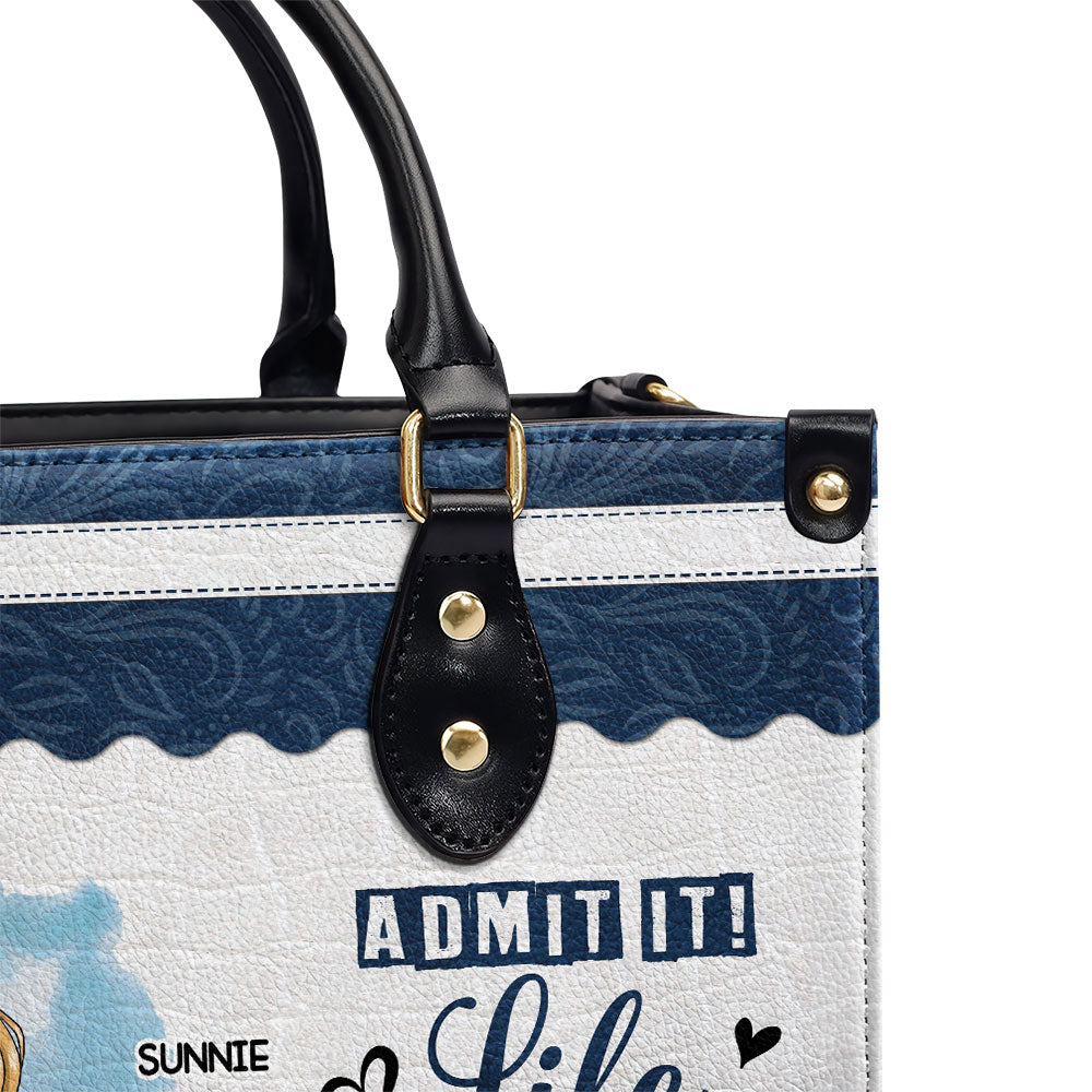 Boring Without Me - Customizable Personalized Leather Handbag for Fur Baby Lovers