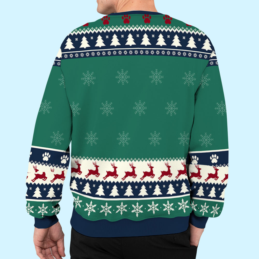 Couple Snowy Pawlidays - Personalized Custom All-Over-Print 8.8 oz Unisex Polyester Blend Sweatshirt for Pet Lovers
