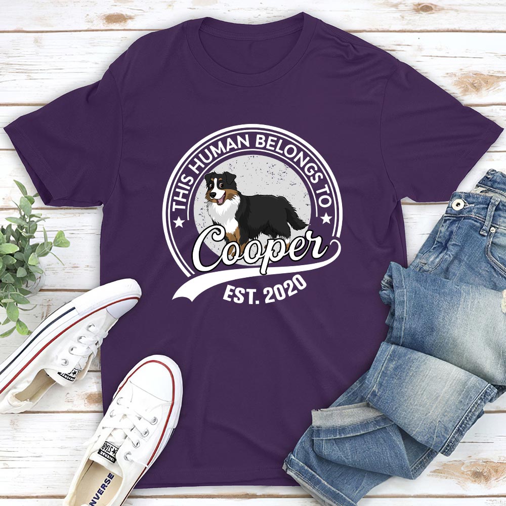Unique Personalized Custom Unisex Human Belongs To Dog Cartoon T-shirt
