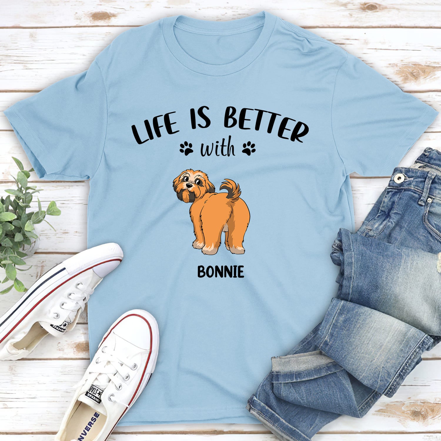 Life Is Better With Dog Butt - Customizable Unisex 5.3 oz Personalized T-shirt for Pet Lovers