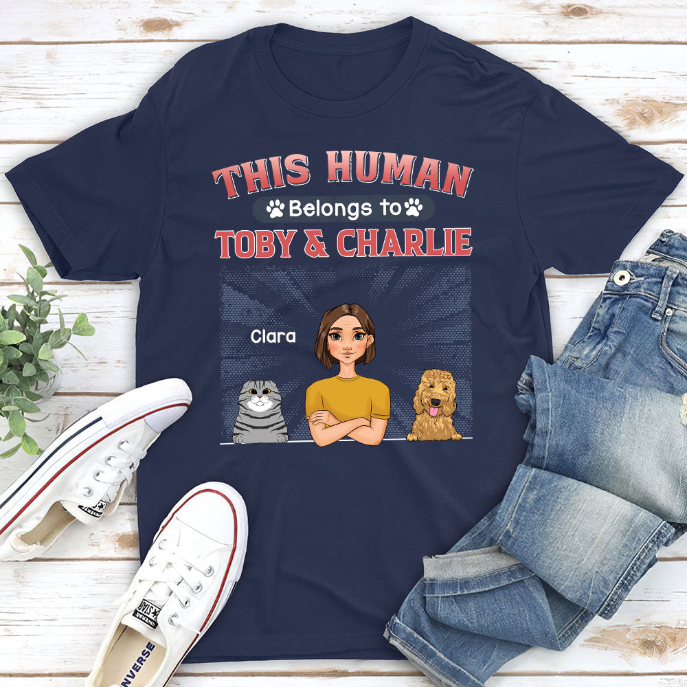 Belongs To Pet - Personalized Custom Unisex Heavy Cotton Midweight T-shirt for Pet Lovers