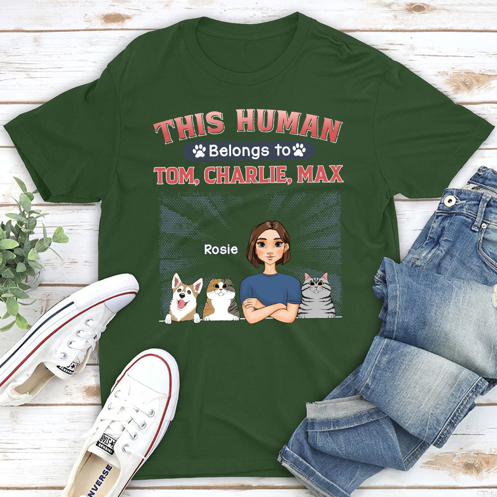 Belongs To Pet - Personalized Custom Unisex Heavy Cotton Midweight T-shirt for Pet Lovers
