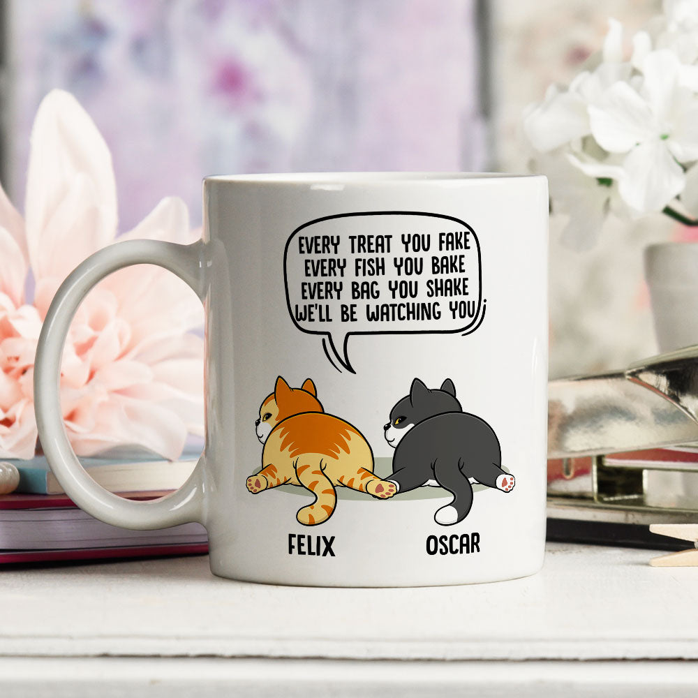 Personalized Custom 'Watching You Cat Butt' Coffee Mug - Ideal for Pet Lovers