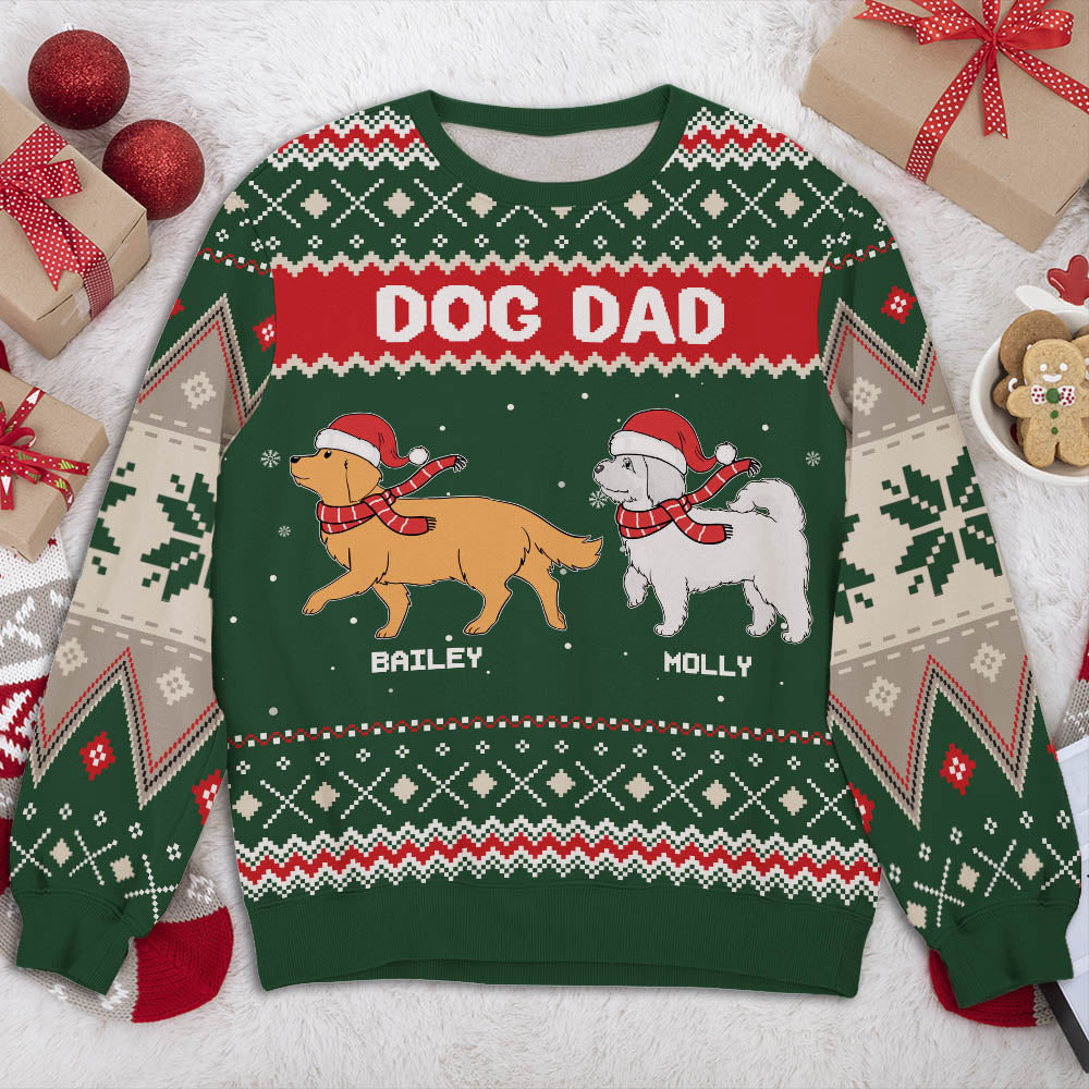Snowy Dog Mom Dad - Personalized Custom All-Over-Print Unisex 8.8 oz Polyester Blend Sweatshirt