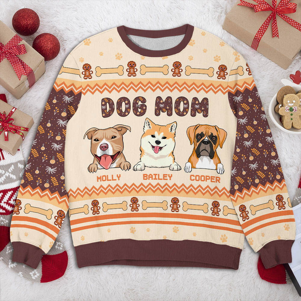 Best Dog Mom Christmas - Personalized Custom All-Over-Print Unisex 8.8 oz Polyester Blend Sweatshirt