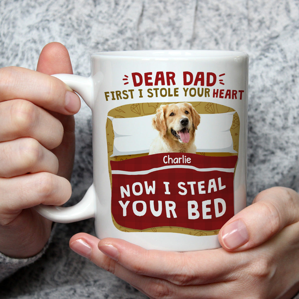 Dog Mom Dad Personalized Custom Coffee Mug with 'I Stole Your Heart' Photo - Ideal for Pet Lovers