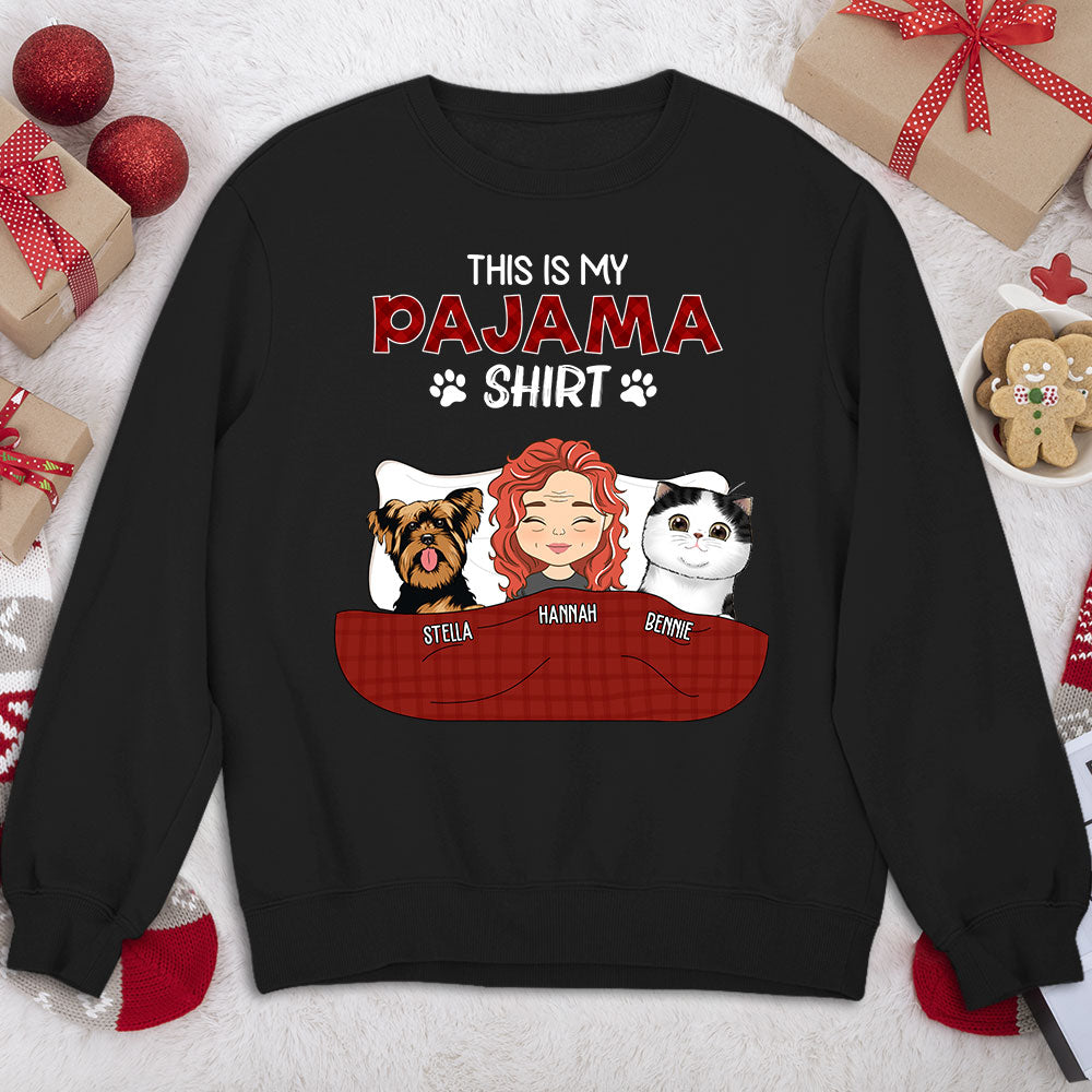 Personalized Custom Pajama Shirt Version 2 - Unisex 8.0 oz Customizable Sweatshirt for Pet Lovers