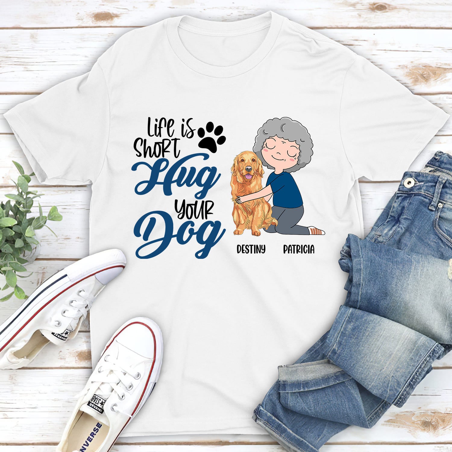 Hug Your Dog - Personalized Custom Unisex Heavy Cotton T-shirt for Pet Lovers