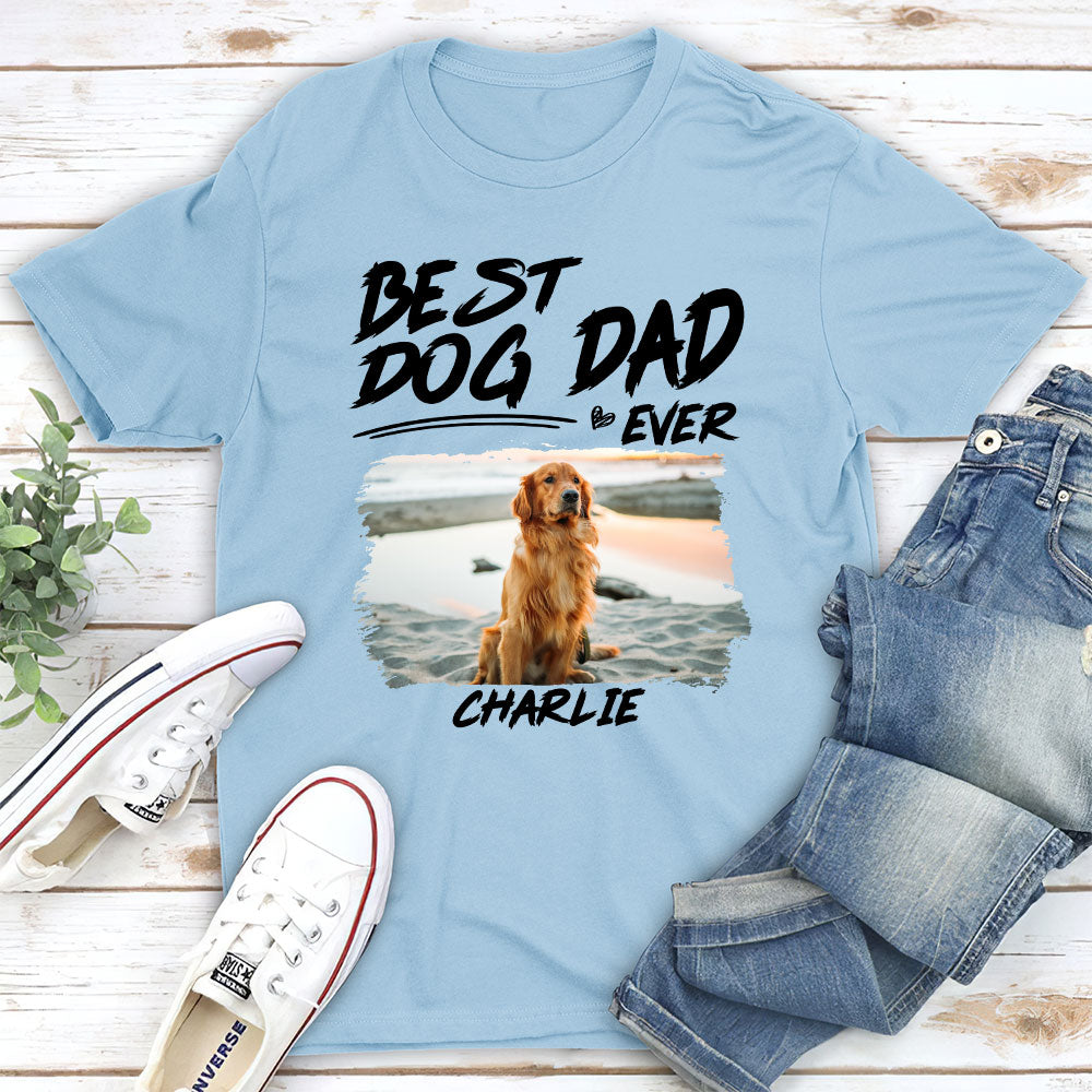My Best Dog Dad Is - Personalized Custom Unisex 5.3 oz T-shirt for Pet Lovers