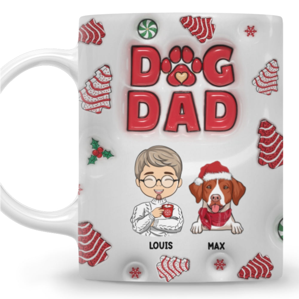 Customizable 3D Inflated Effect Dog Dad Christmas Ceramic Mug - 11oz Personalized Gift