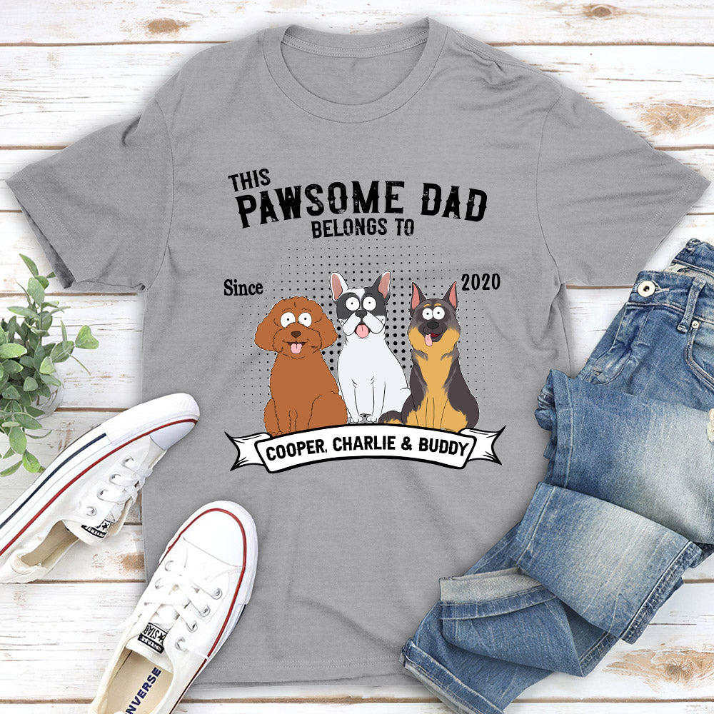 Pawsome Dad Personalized Custom Unisex 5.3 oz T-shirt for Pet Lovers