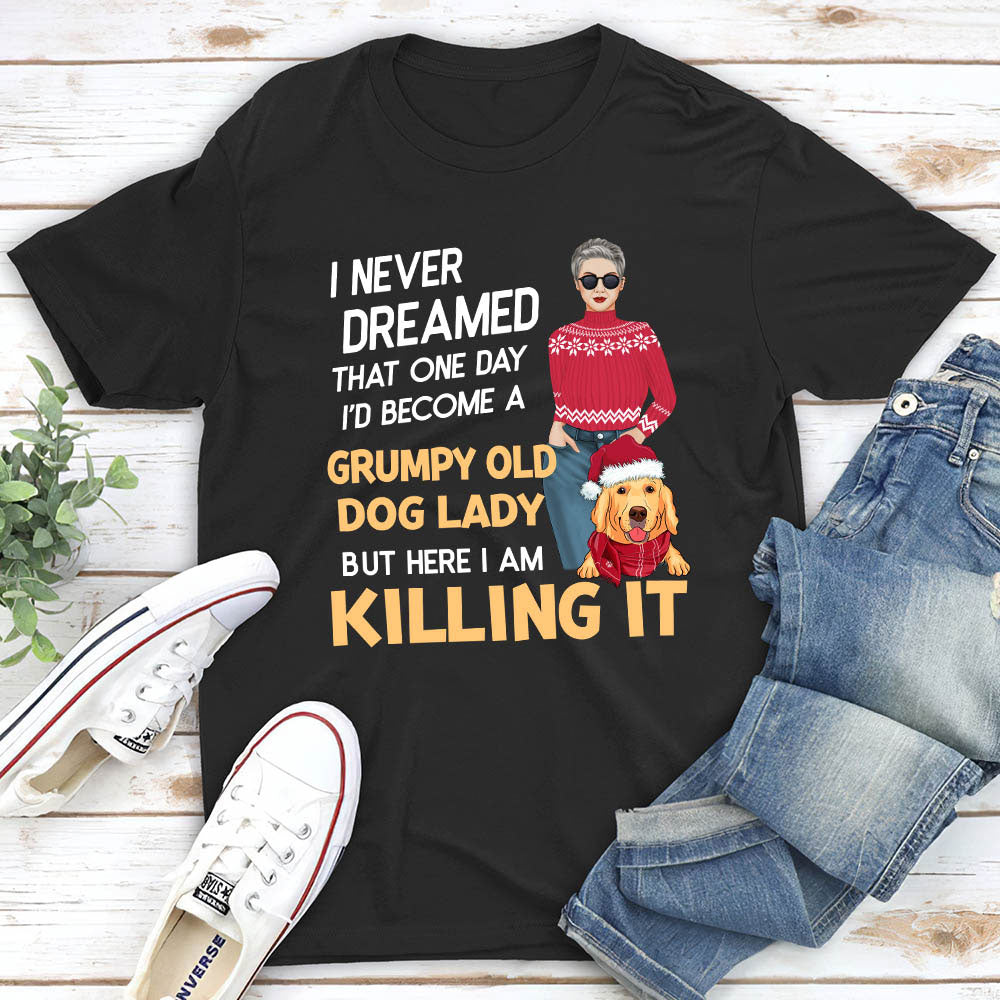 Unique Christmas Dog Lady - Personalized Custom Unisex 5.3 oz T-shirt
