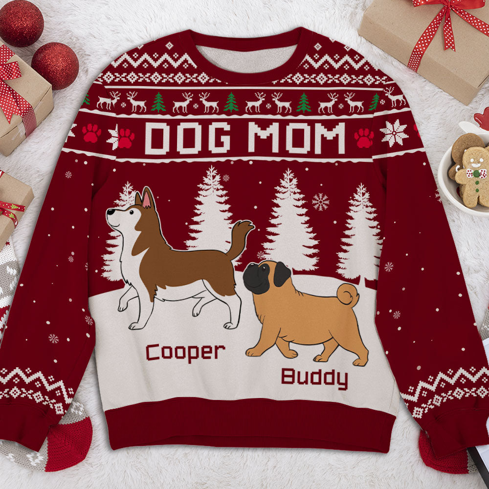 Stylish Personalized Custom All-Over-Print Winter Dog Walking 2 Sweatshirt for Dog Lovers