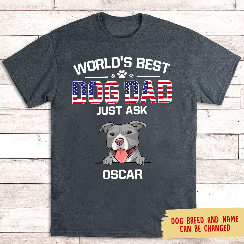 American Best Dog Dad - Personalized Custom Unisex 5.3 oz T-shirt for Pet Lovers