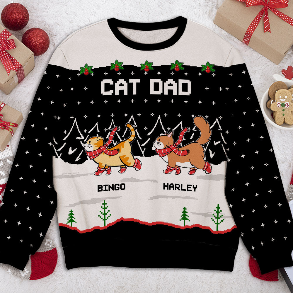 Personalized Custom All-Over-Print Dog and Cat in Snow Unisex Sweatshirt - Ideal Gift for Pet Lovers