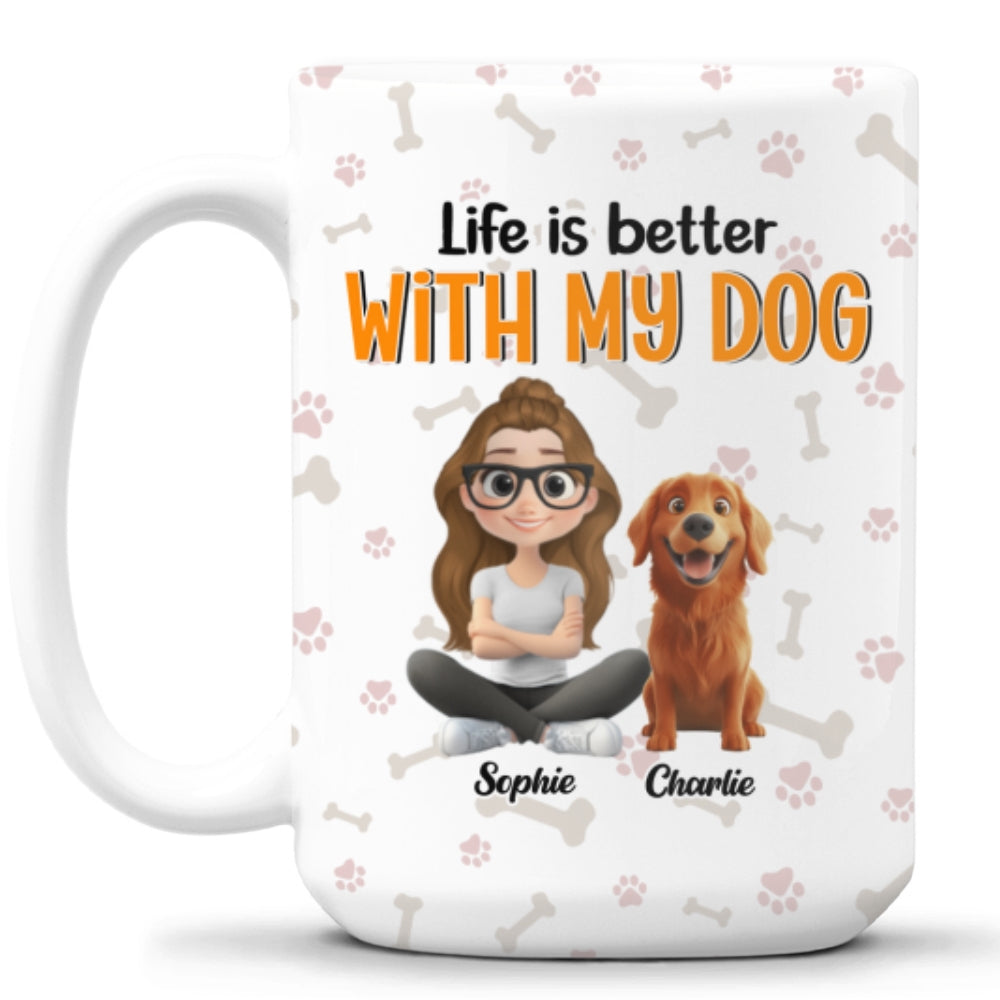 Life Is Better With My Beloved Dogs - Customizable Personalized 11oz Coffee Mug for All Beverages
