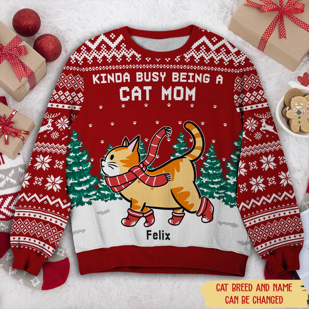 Personalized Custom All-Over-Print Cat Mom Sweatshirt - Ideal Gift for Pet Lovers