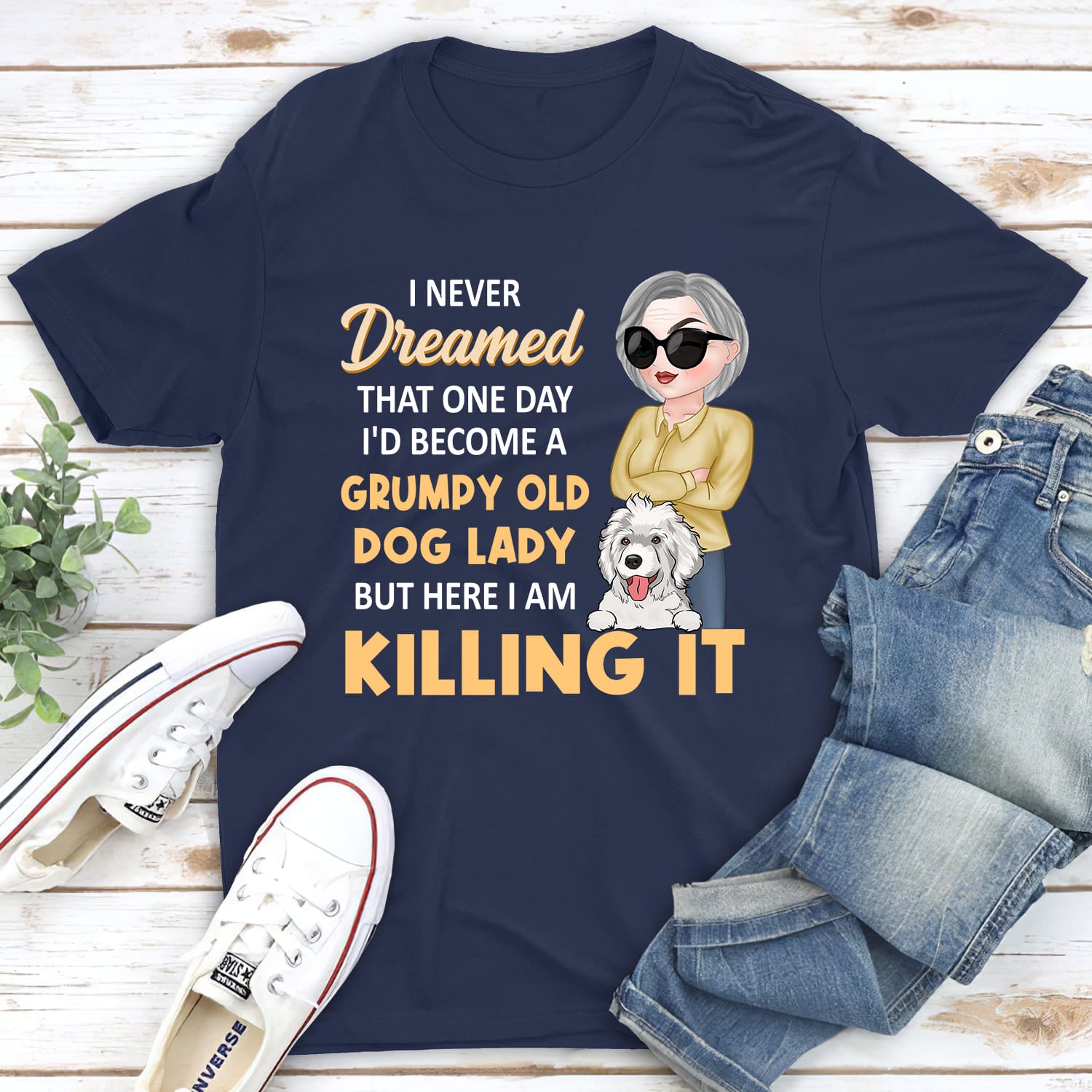 A Grumpy Dog Lady - Customizable Personalized Unisex 5.3 oz T-shirt for Pet Lovers