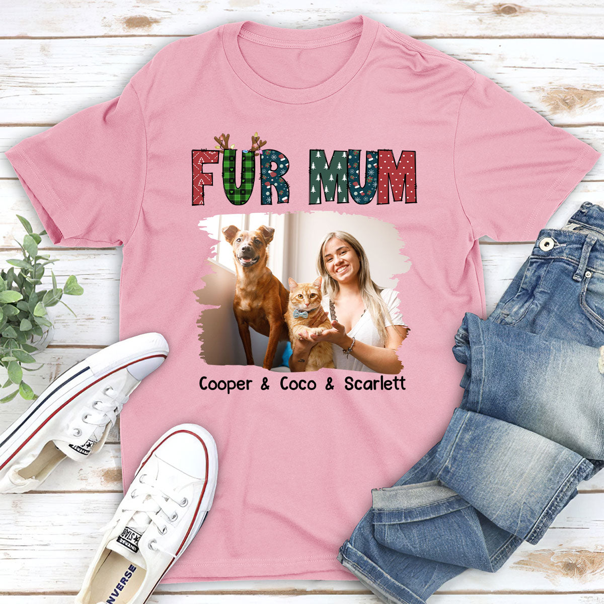 My Lovely Fur Mom Personalized Custom Unisex 5.3 oz Photo T-shirt - Ideal Gift for Pet Lovers