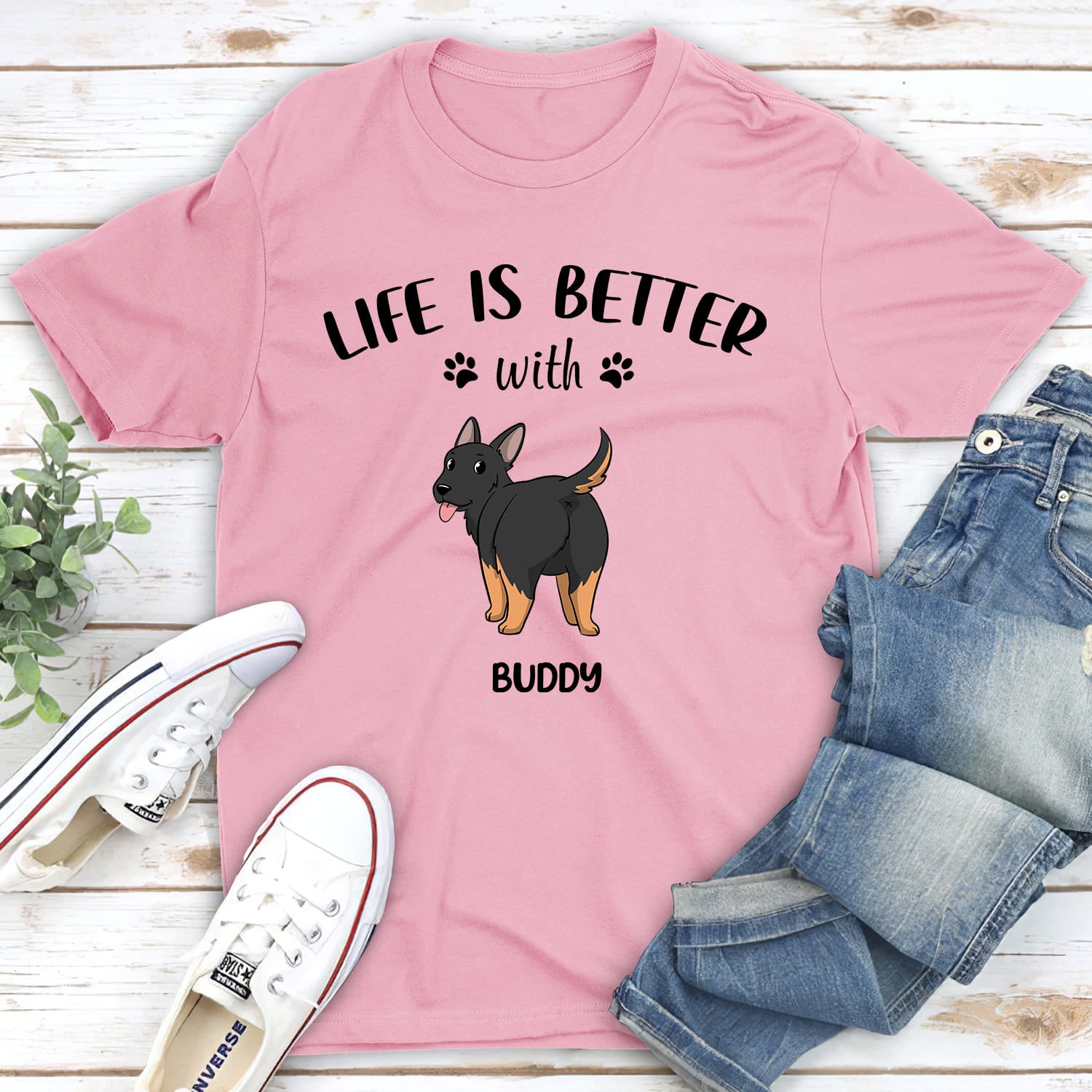 Life Is Better With Dog Butt - Customizable Unisex 5.3 oz Personalized T-shirt for Pet Lovers