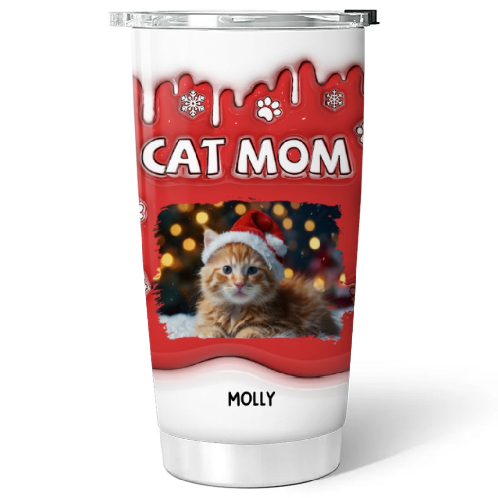 Personalized Custom 3D Inflated Effect Christmas Tumbler for Cat Moms with High - Quality Stainless Steel