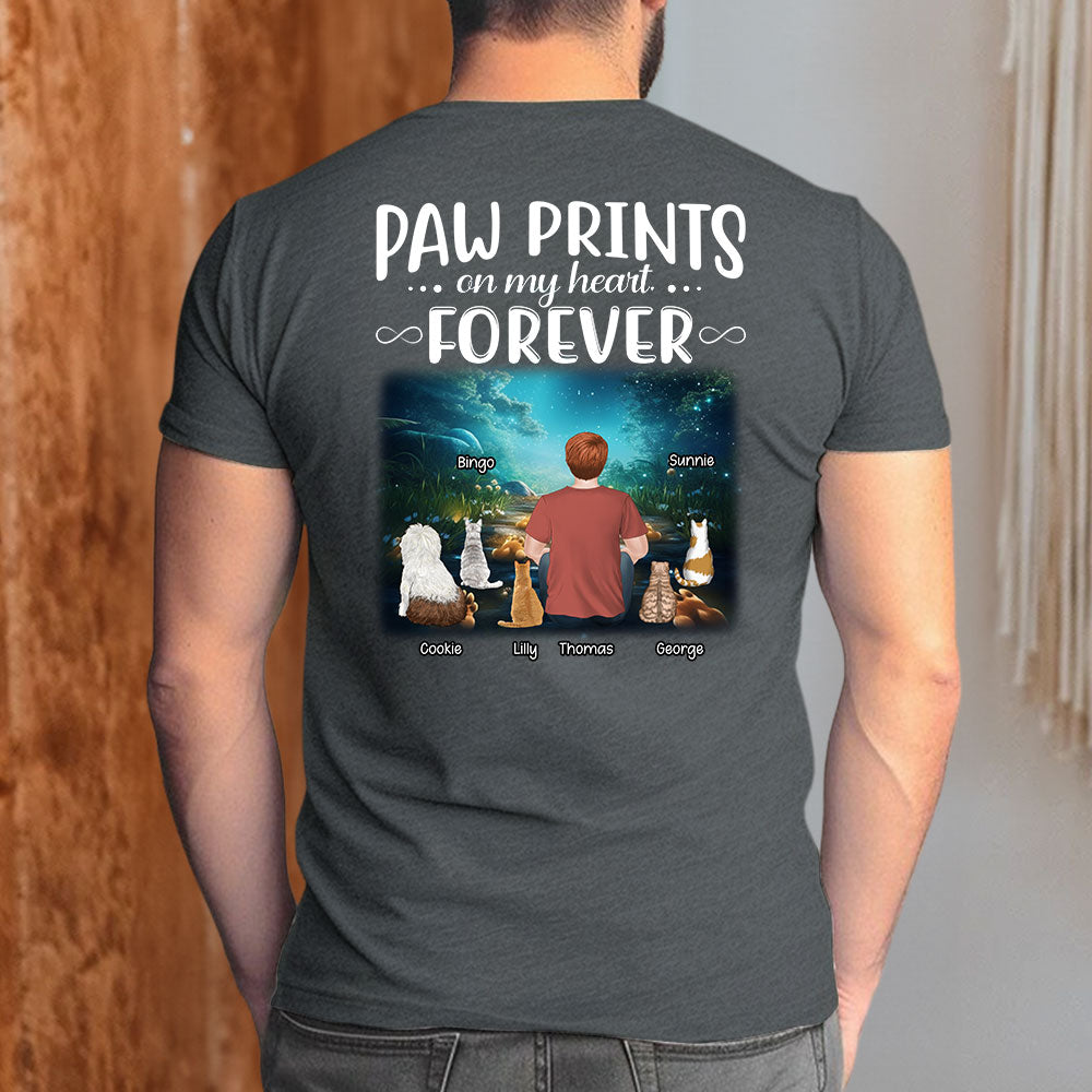 Paw Prints Forever - Exclusive Personalized Custom Unisex 5.3 oz T-shirt for Pet Lovers