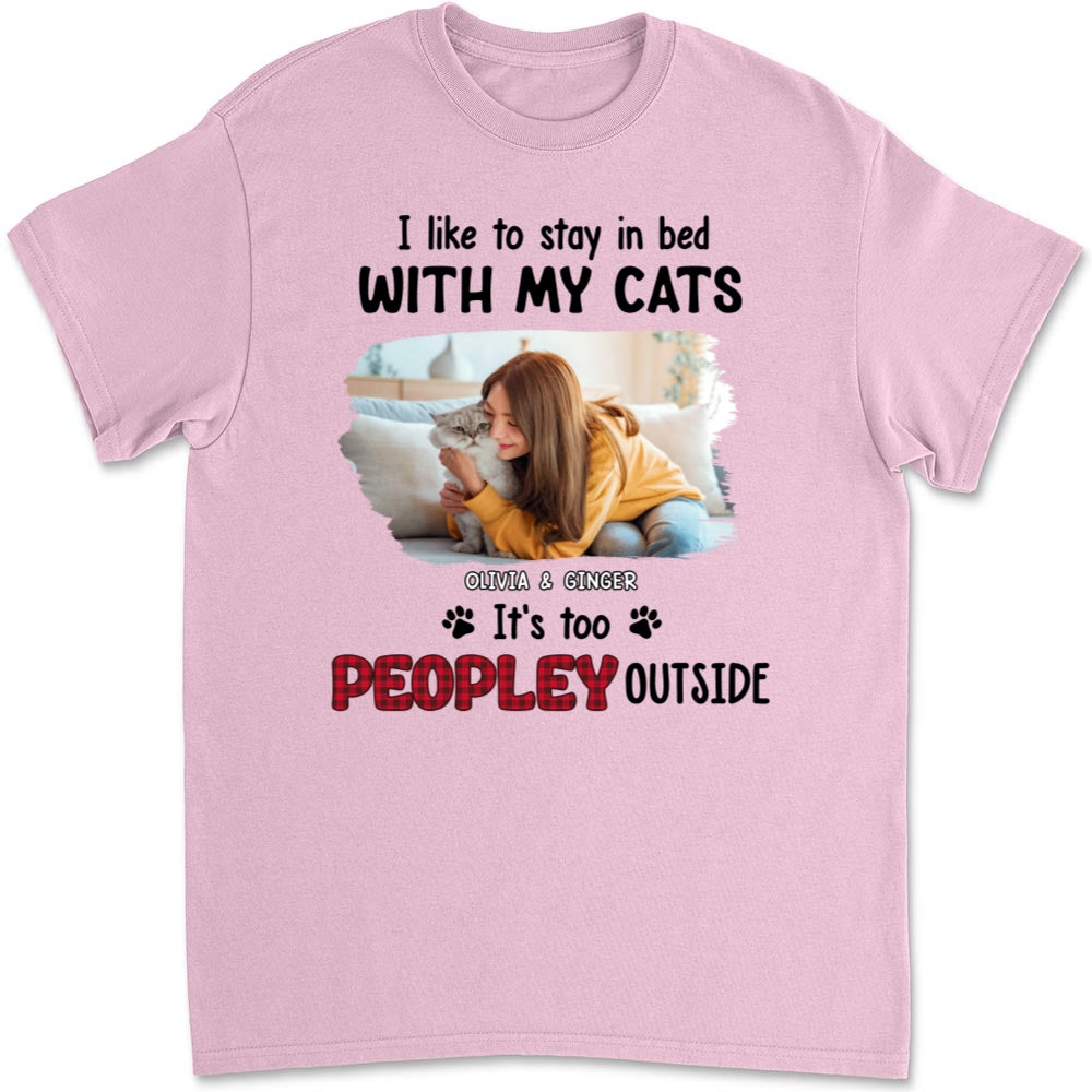 Like To Stay In Bed Cat Photo - Personalized Custom Unisex 5.3 oz T-shirt for Pet Lovers
