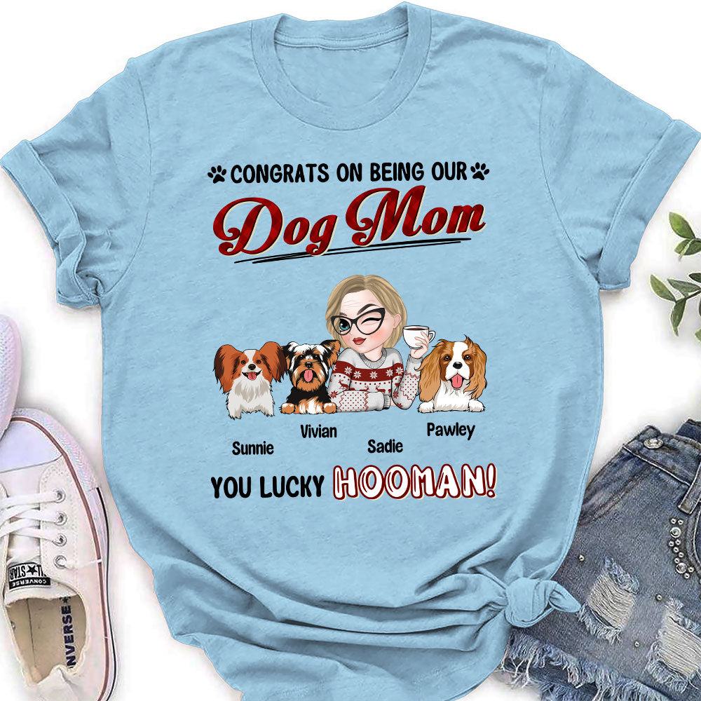 Lucky Dog Dad and Mom - Personalized Custom Women's T-shirt for Pet Lovers