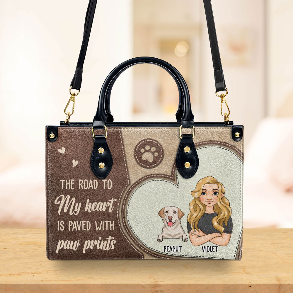 Paved With Paw Prints - Exquisite Personalized Custom Leather Handbag for Fur - Baby Lovers