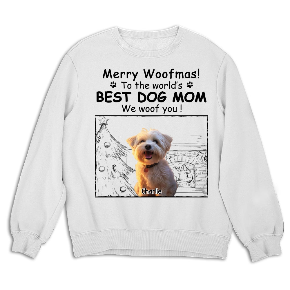 Top-Rated Personalized Custom Christmas Photo Sweatshirt for the Best Dog Moms