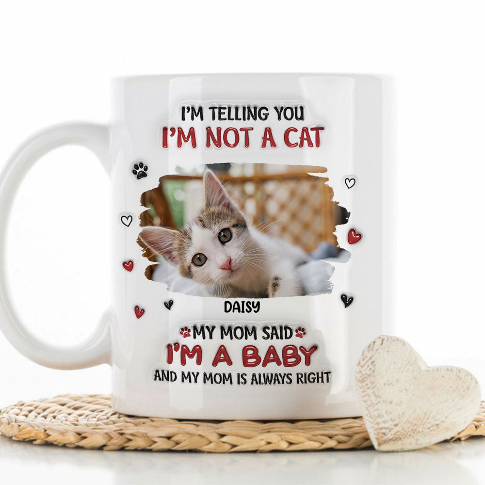 Personalized Custom 3D Inflated Effect I Am A Baby Photo Mug - 11oz and 15oz High - Quality Ceramic