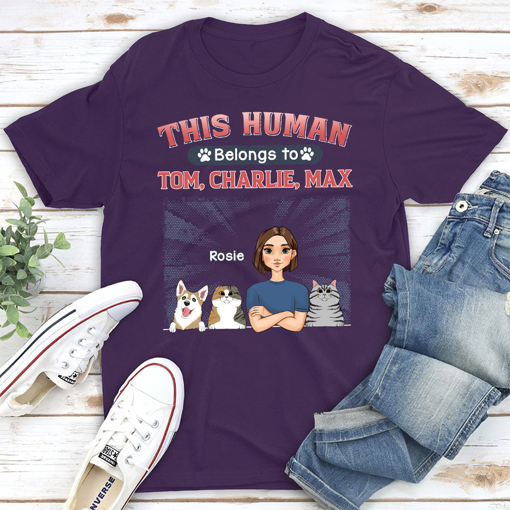 Belongs To Pet - Personalized Custom Unisex Heavy Cotton Midweight T-shirt for Pet Lovers