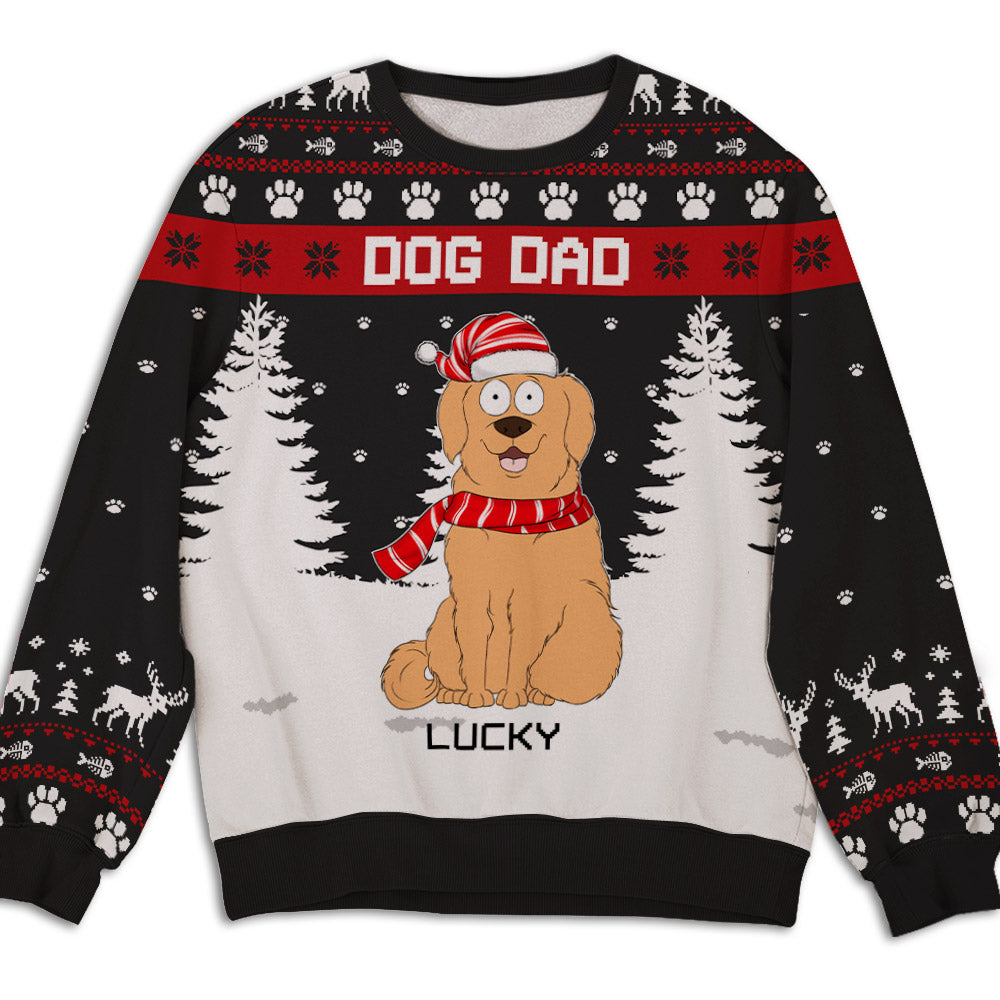 Snowy Paw - Personalized Custom All-Over-Print Unisex 8.8 oz Polyester Blend Sweatshirt for Pet Lovers