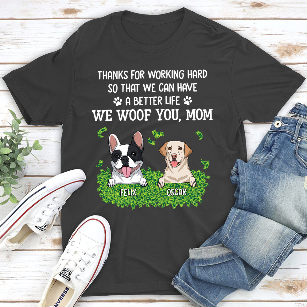 Thanks For Working Hard - Personalized Custom Unisex 5.3 oz T-shirt for Pet Lovers