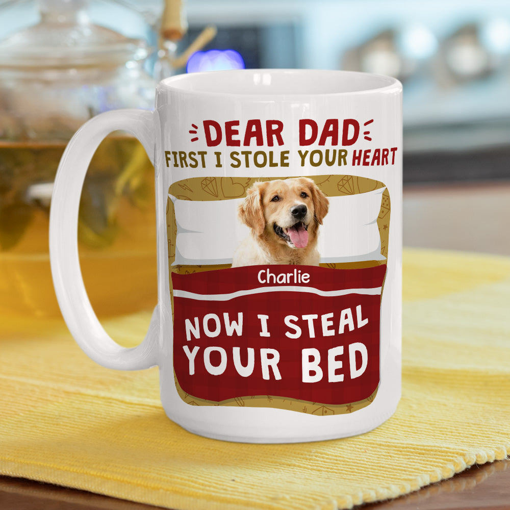 Dog Mom Dad Personalized Custom Coffee Mug with 'I Stole Your Heart' Photo - Ideal for Pet Lovers