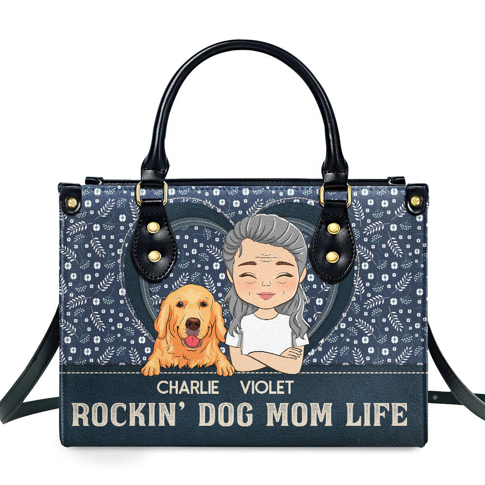 Rockin' Mom Life - Exclusively Personalized Custom Leather Handbag for Stylish Moms