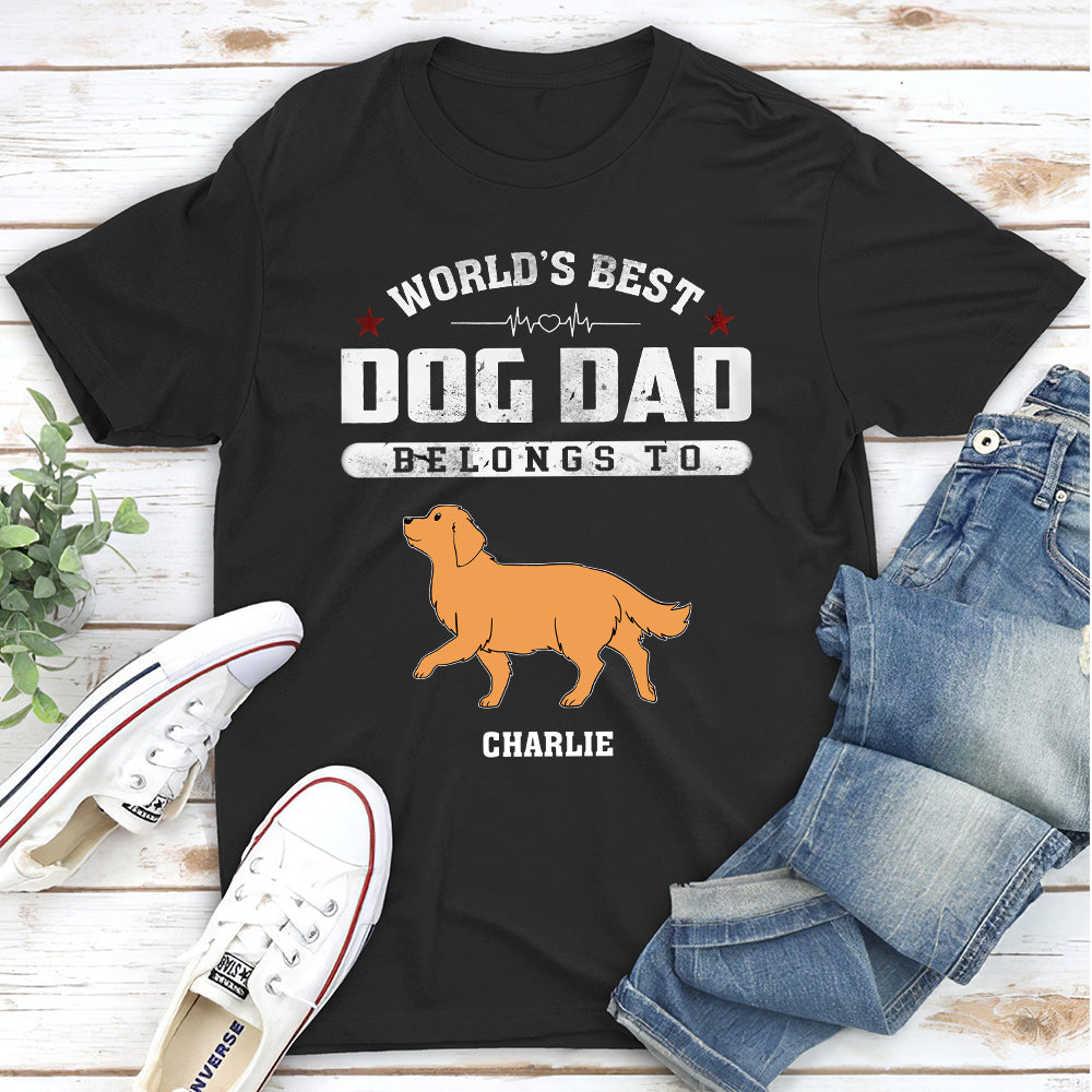 Dad Belongs To - Personalized Custom Unisex 5.3 oz T-shirt for Pet Lovers