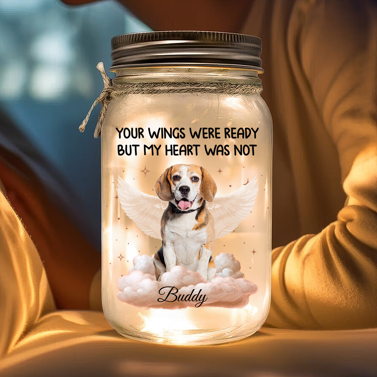 Forever In My Heart - Personalized Custom 16oz Mason Jar Light for Pet Lovers