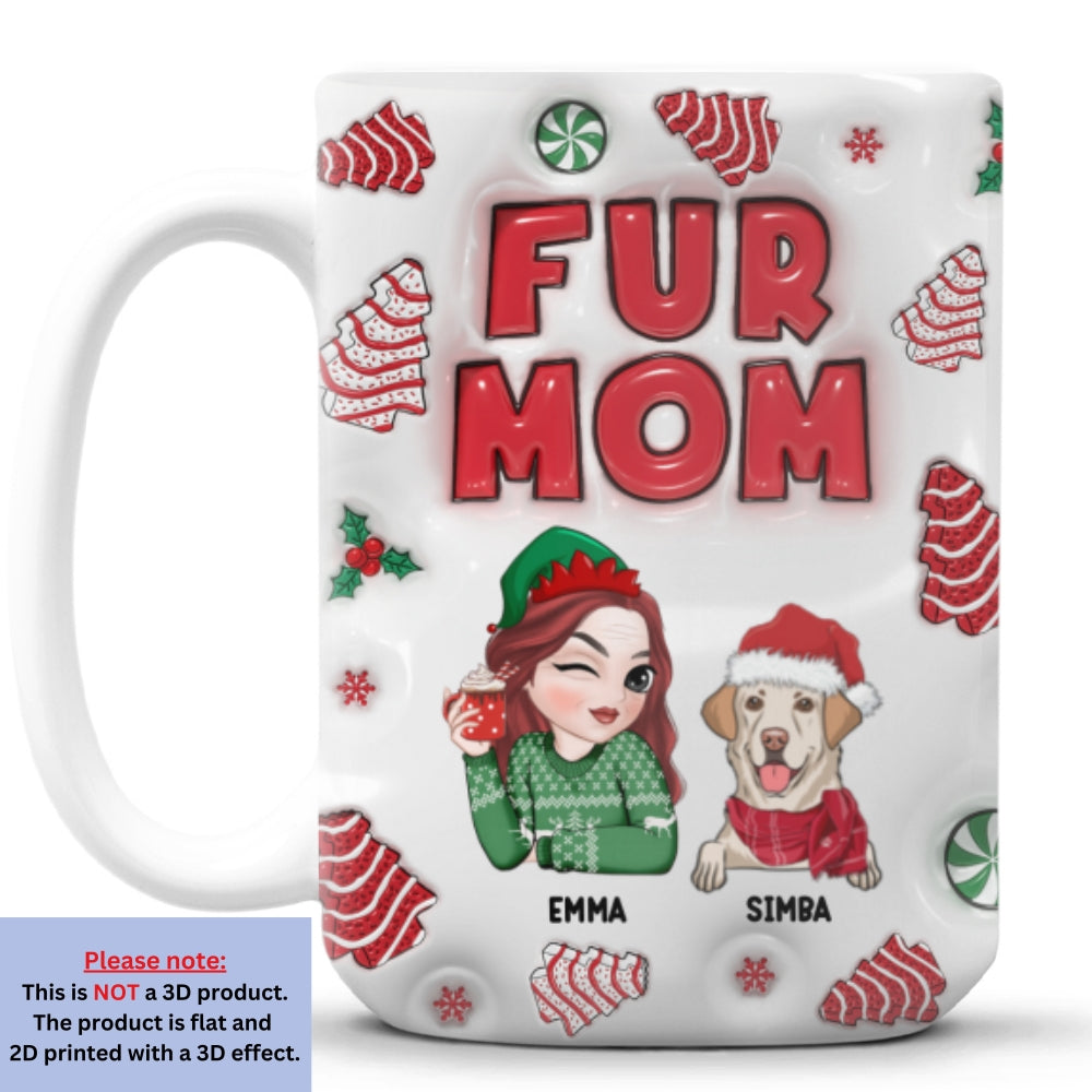 Fur Mom Personalized Custom 3D Inflated Effect Ceramic Mug - 11oz & 15oz