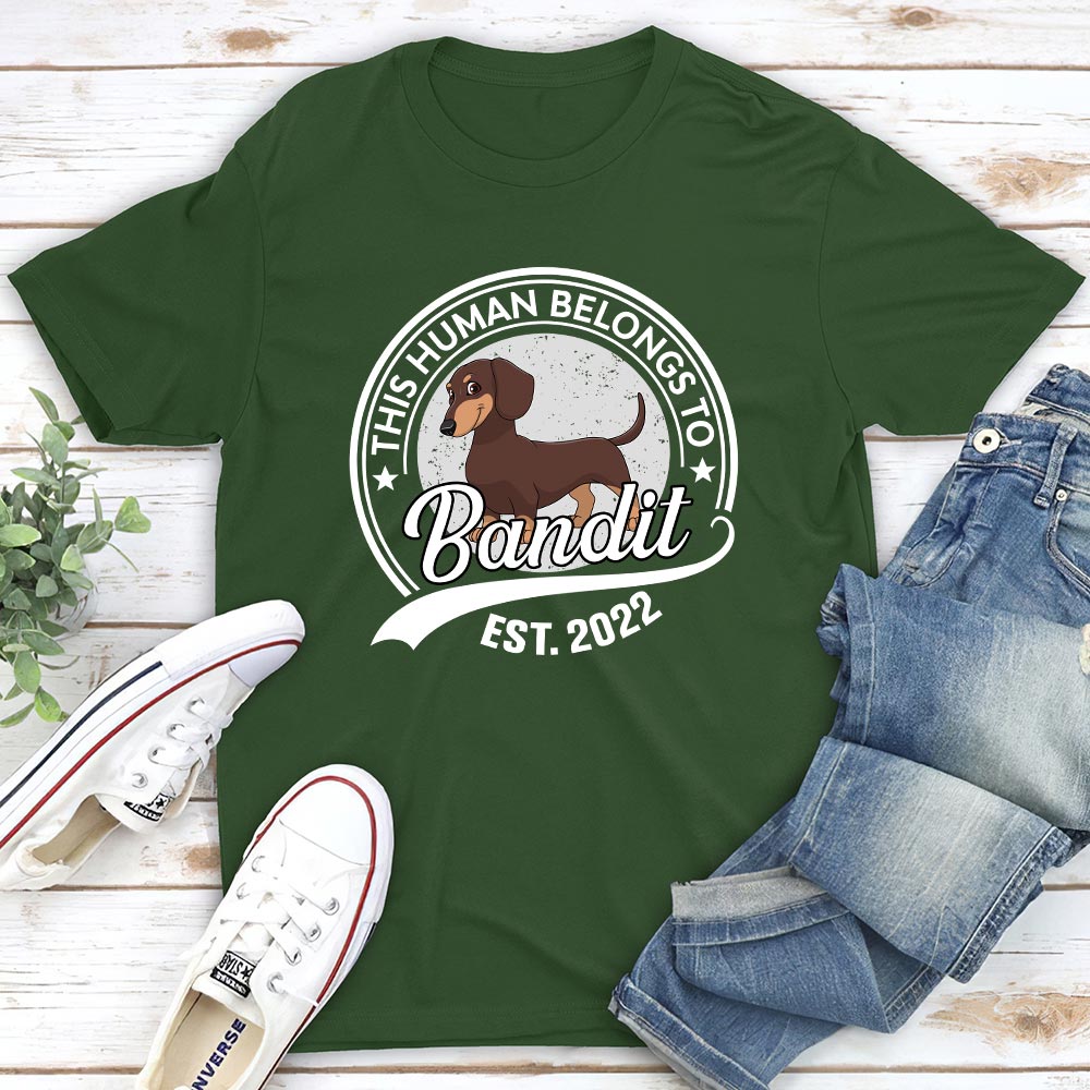 Unique Personalized Custom Unisex Human Belongs To Dog Cartoon T-shirt