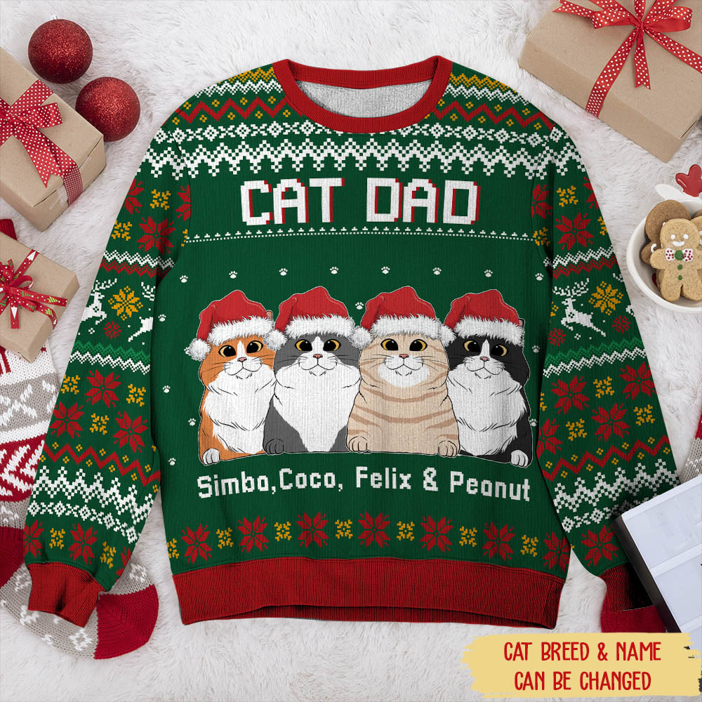 Personalized Custom All-Over-Print Cat Mom Dad Sweatshirt - Ideal Gift for Pet Lovers