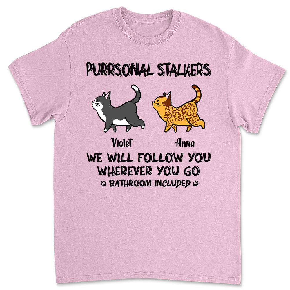 Unique Cat Purrsonal Stalker - Personalized Custom Unisex 5.3 oz T-shirt for Pet Lovers