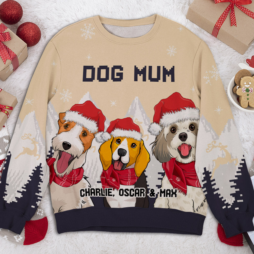 Snowy Forest Dog Mom - Exquisitely Personalized Custom All-Over-Print Unisex Sweatshirt