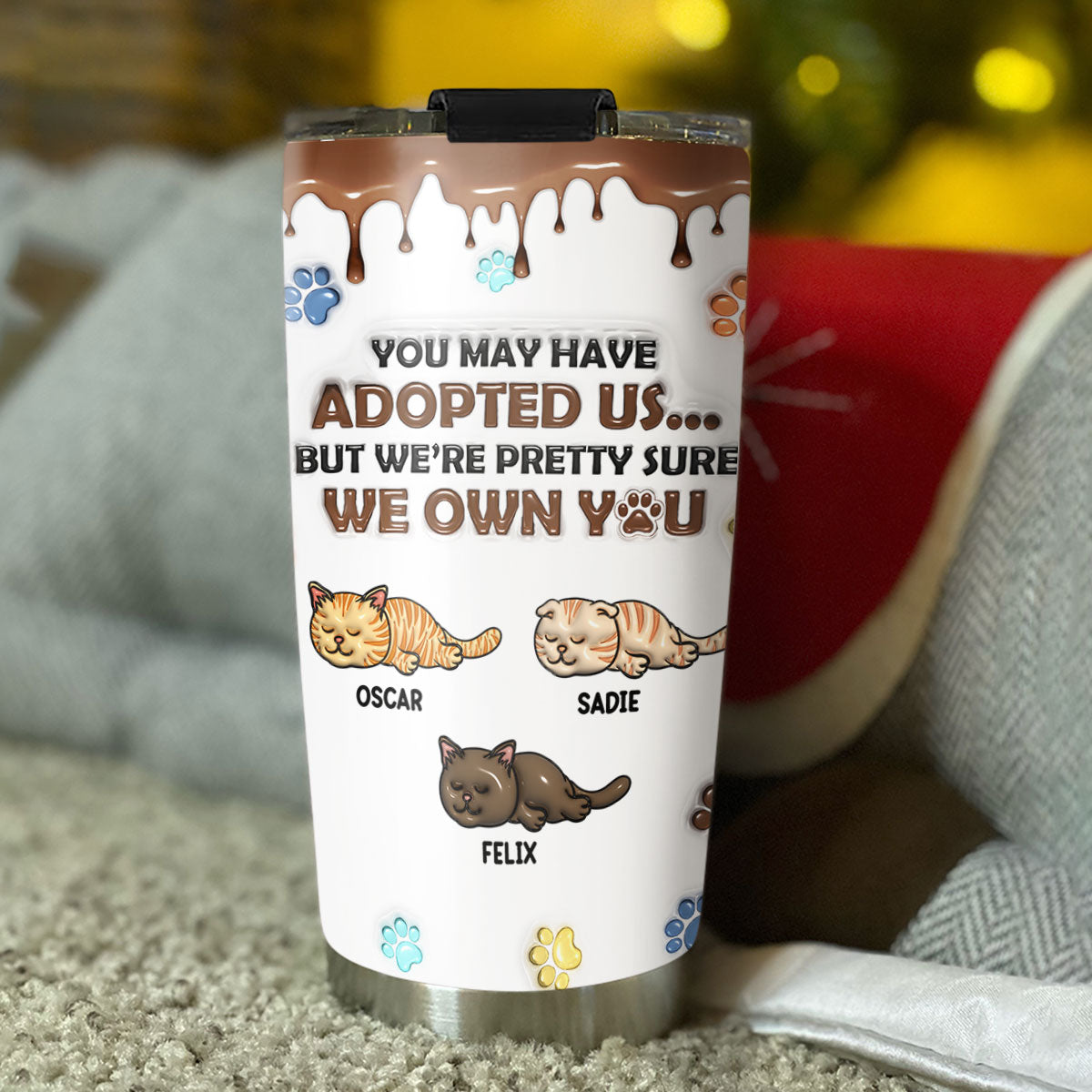 Personalized Custom 3D Inflated Effect Stainless Steel Tumbler - I Own You Design