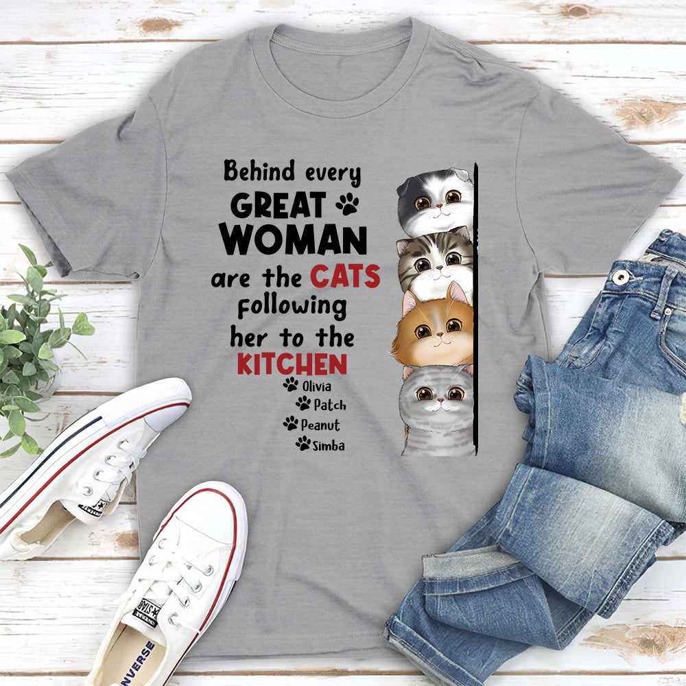 Behind Great Woman - Personalized Custom Unisex 5.3 oz T-shirt for Pet Lovers