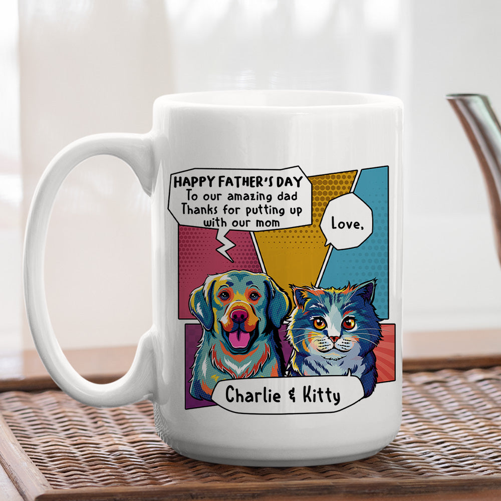 Pop Art Amazing Pet Dad - Personalized Custom 11oz/15oz Coffee Mug