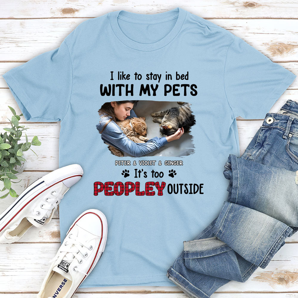 Unique Personalized Custom Unisex 'Like To Stay In Bed' Pet Photo T-shirt