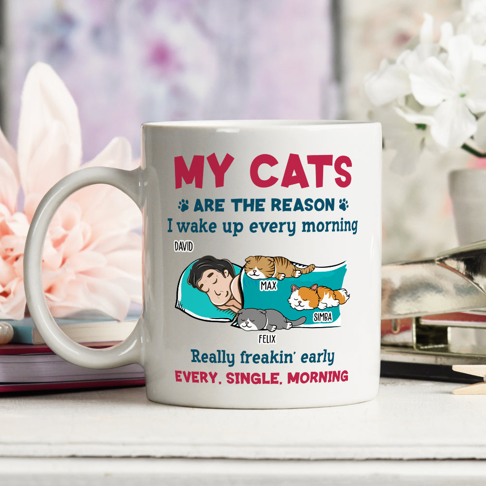 My Cat Wakes Me Up - Unique Personalized Custom Coffee Mug for Pet Lovers