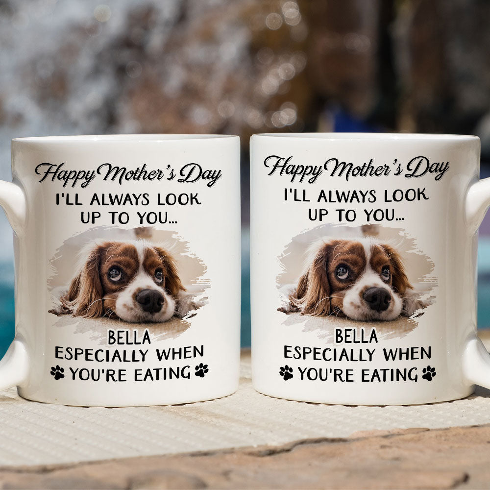 Personalized Custom Coffee Mug with a Dog Looking Up at You - Ideal Gift for Pet Lovers