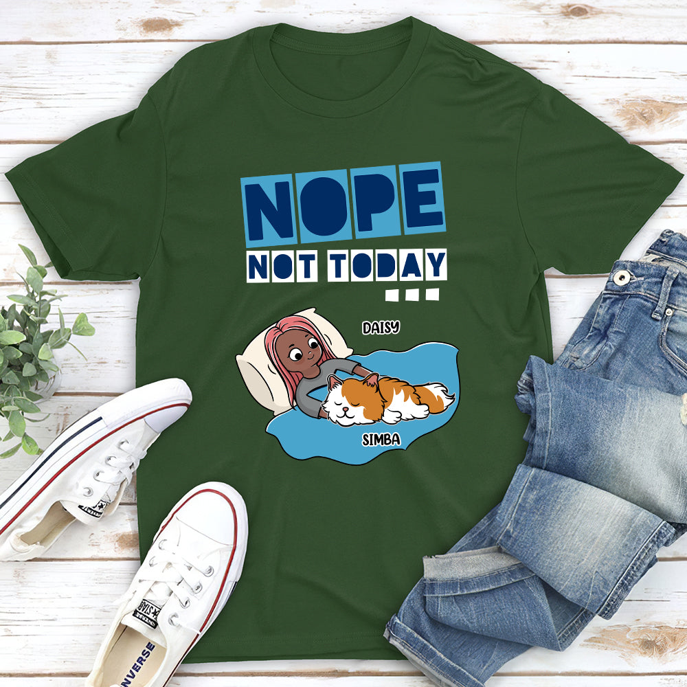 Exclusive Nope Not Today Sleeping Cat Personalized Custom Unisex 5.3 oz T-shirt